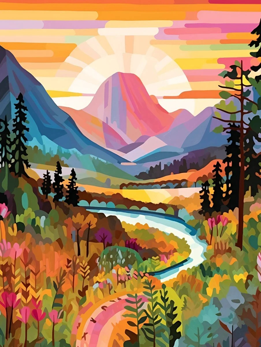Mountain Scenery Paint-By-Number Kit (Creative Expression & Leisure)